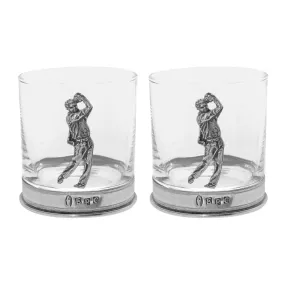 11oz Golf Pewter Whisky Glass Tumbler Set of 2