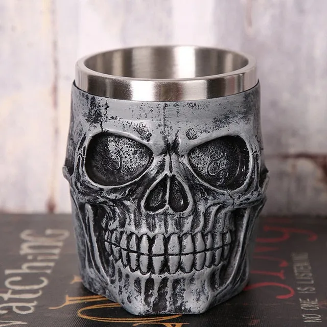 1Pcs 3D Axe ePacket Handle Viking Warrior 450ML Skull Mug Gothic Tankard Halloween Decoration Skeleton Cup Beer Stein Man Gift