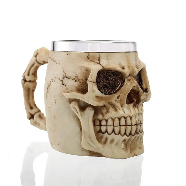 1Pcs 3D Axe ePacket Handle Viking Warrior 450ML Skull Mug Gothic Tankard Halloween Decoration Skeleton Cup Beer Stein Man Gift