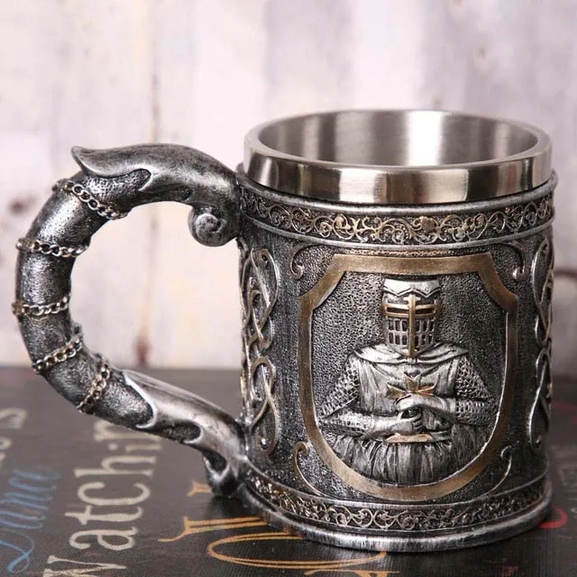 1Pcs 3D Axe ePacket Handle Viking Warrior 450ML Skull Mug Gothic Tankard Halloween Decoration Skeleton Cup Beer Stein Man Gift