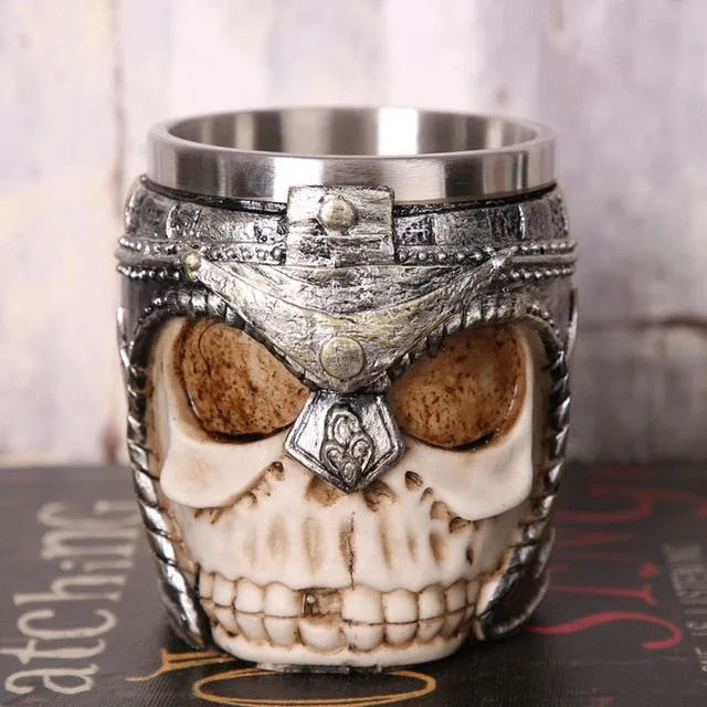 1Pcs 3D Axe ePacket Handle Viking Warrior 450ML Skull Mug Gothic Tankard Halloween Decoration Skeleton Cup Beer Stein Man Gift