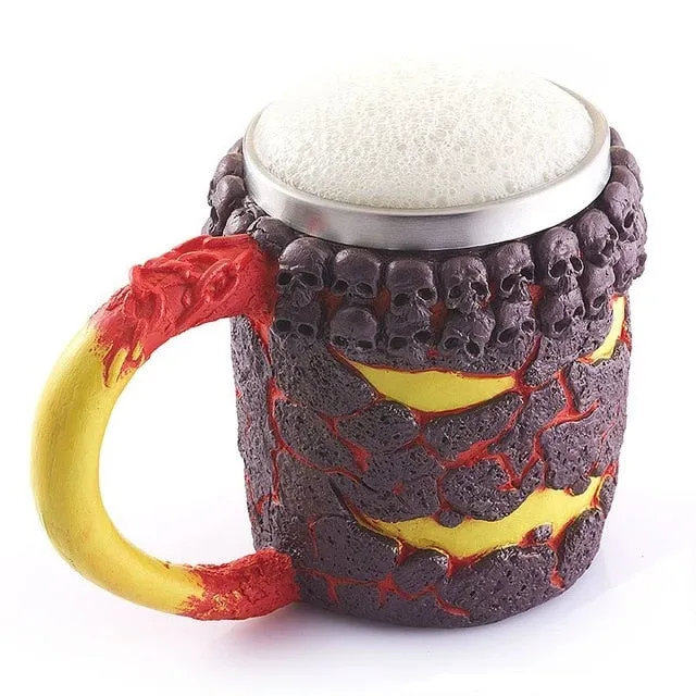 1Pcs 3D Axe ePacket Handle Viking Warrior 450ML Skull Mug Gothic Tankard Halloween Decoration Skeleton Cup Beer Stein Man Gift