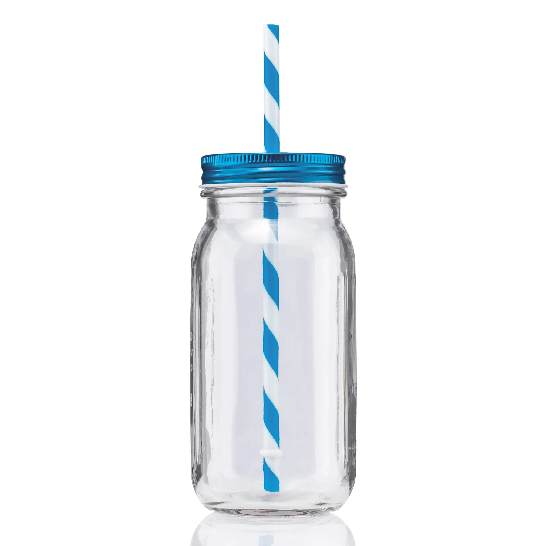 20 oz Mason Jason with Striped Straw Glass