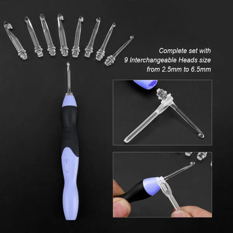 9 in 1 LED Light Up Crochet Hook Kit