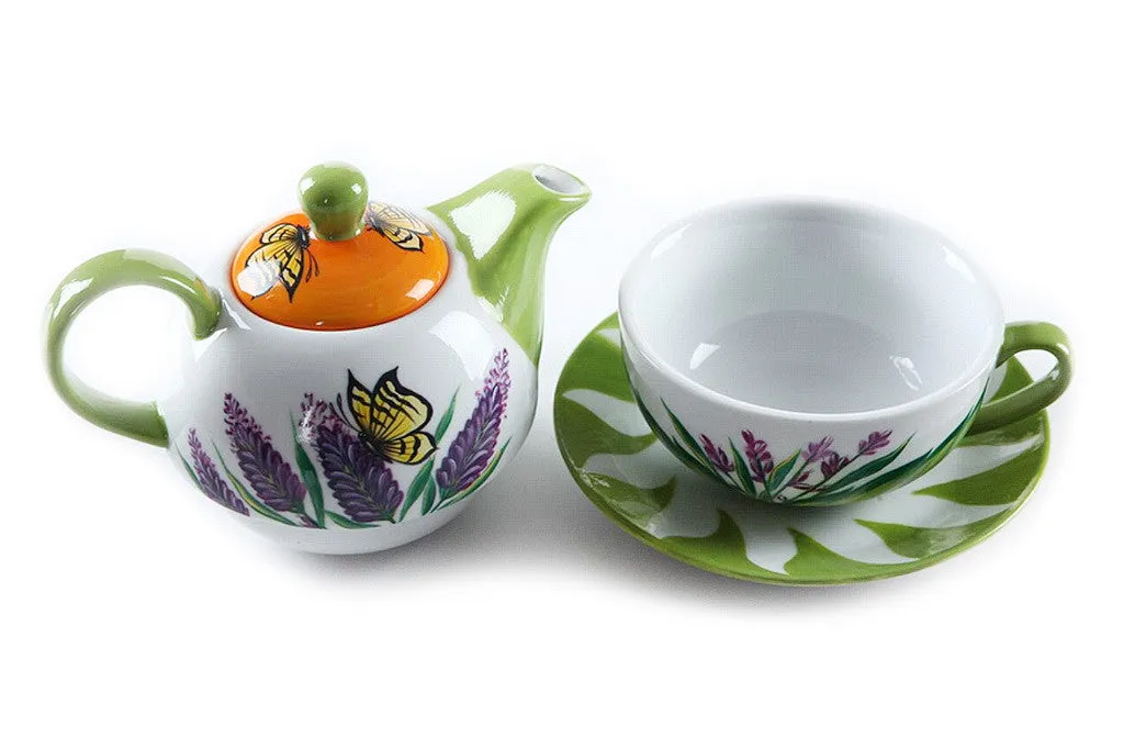 BDT-TTM - Tea Set For One - Yellow Butterfly Lavender Lover