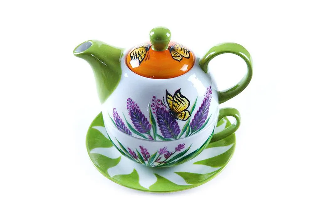 BDT-TTM - Tea Set For One - Yellow Butterfly Lavender Lover