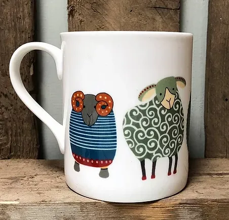 Bone china Woolly Sheep mugs