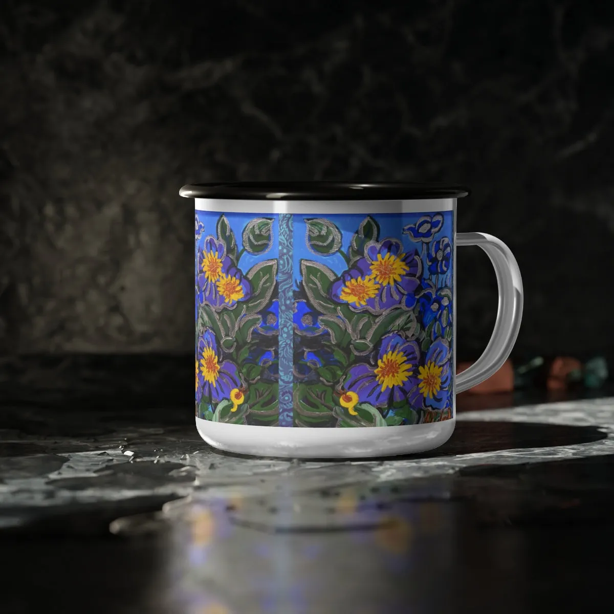 Enamel Camp Cup "Morning Glories"