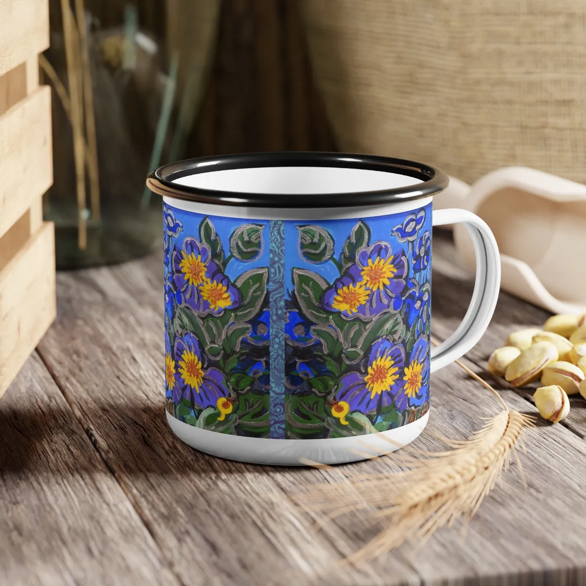 Enamel Camp Cup "Morning Glories"