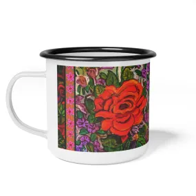 Enamel Camp Cup "Rose in Bloom"