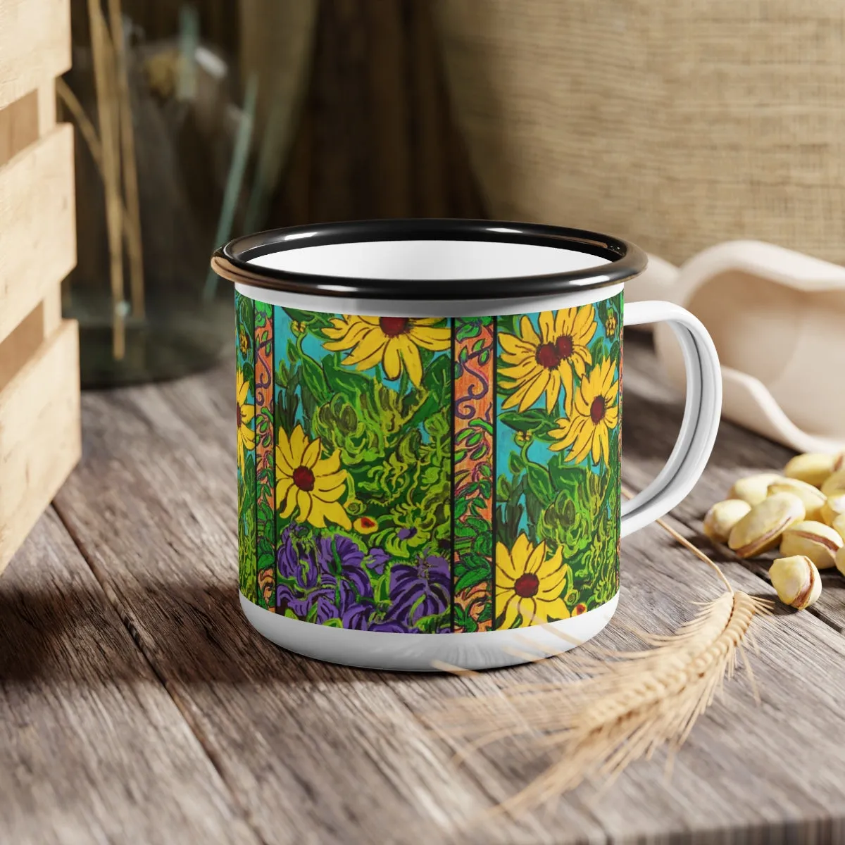 Enamel Camp Cup "Sunflowers"