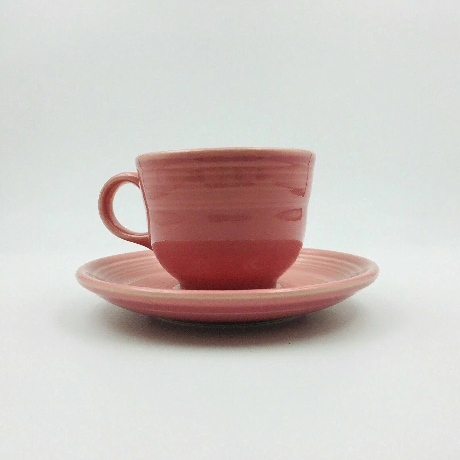 Fiesta Coral Rose Pink Replacement Tea Coffee Cup and Saucer Set Homer Laughlin Co USA