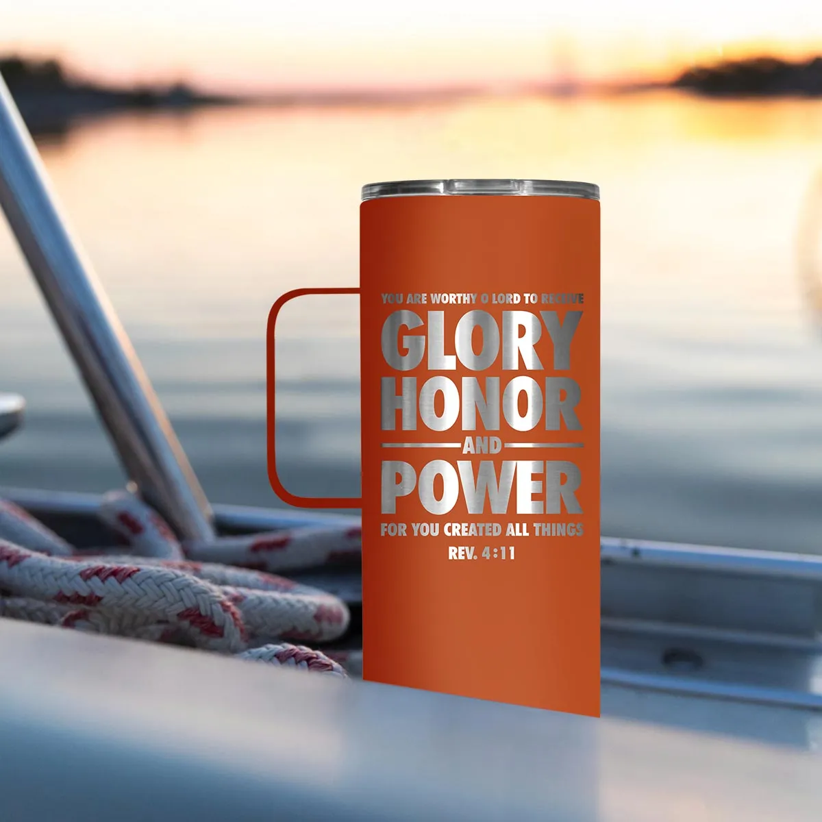 Light Source 22 oz Stainless Steel Mug With Handle Glory Honor And Power