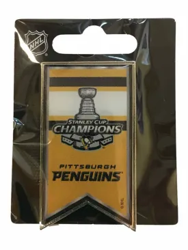 Pittsburgh Penguins 2017 Stanley Cup Champions Aminco Banner Metal Lapel Pin