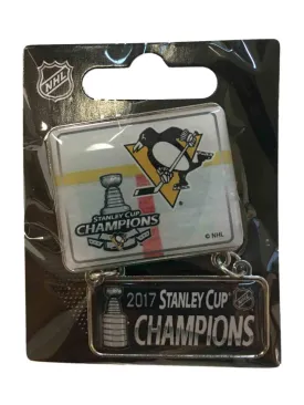 Pittsburgh Penguins 2017 Stanley Cup Champions Aminco Dangler Metal Lapel Pin