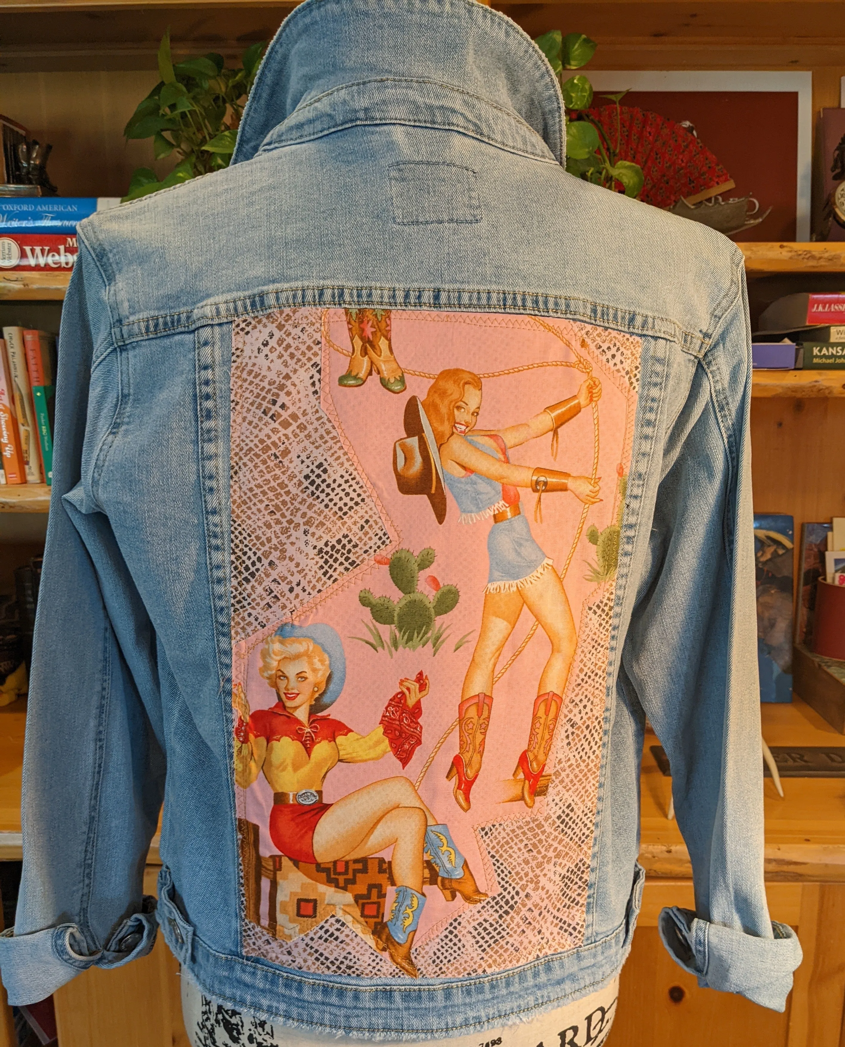 Retro Pink Cowgirl | Giddy Up Powder Puff | Vintage Jean Jacket