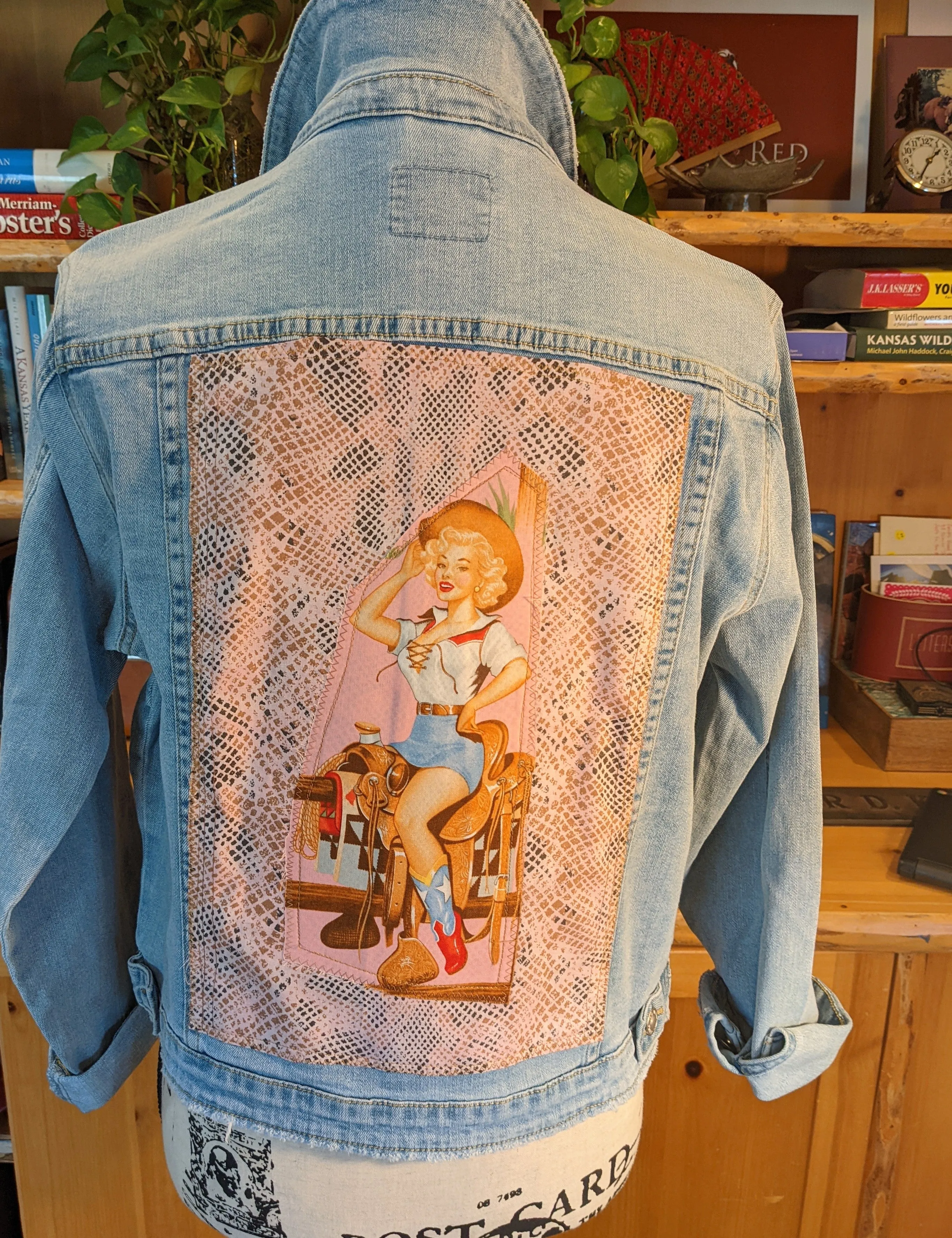 Retro Pink Cowgirl | Giddy Up Powder Puff | Vintage Jean Jacket