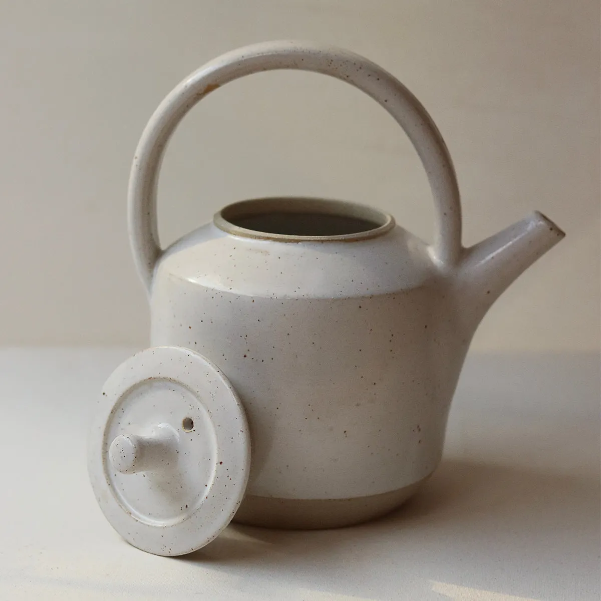 Speckled White Pottery West Teapot